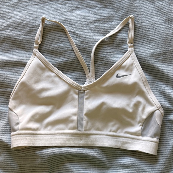 Nike White Sports Bra with Logo - Picture 1 of 3